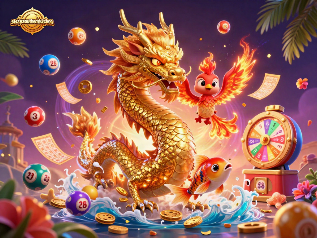 Engage in gameplay at sissyssouthernkitchen with a scene filled with colorful lottery elements and captivating characters.